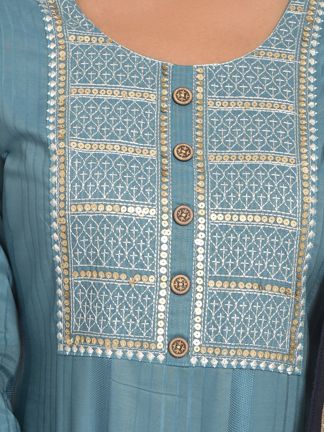 Embroidered Kurta with Trousers & Dupatta